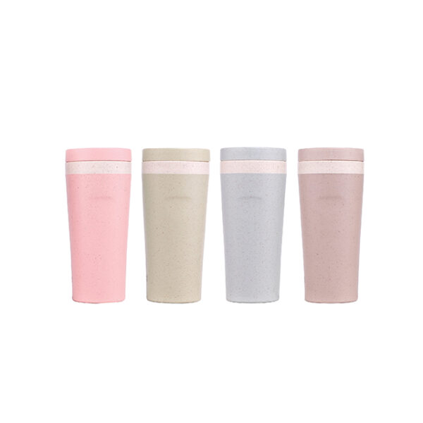 2245J 300ml eco friendly Reusable  Biodegradable Double Wall Layer Insulated Plastic Cup Wheat Straw Bottle Coffee Mug