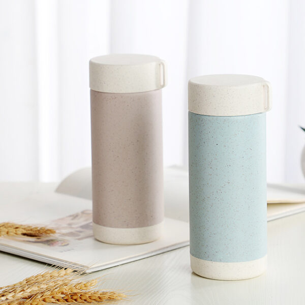 10 oz 300ml Eco-friendly Degradable Wheat Straw Fiber Double Wall Water Bottle Travel Mug
